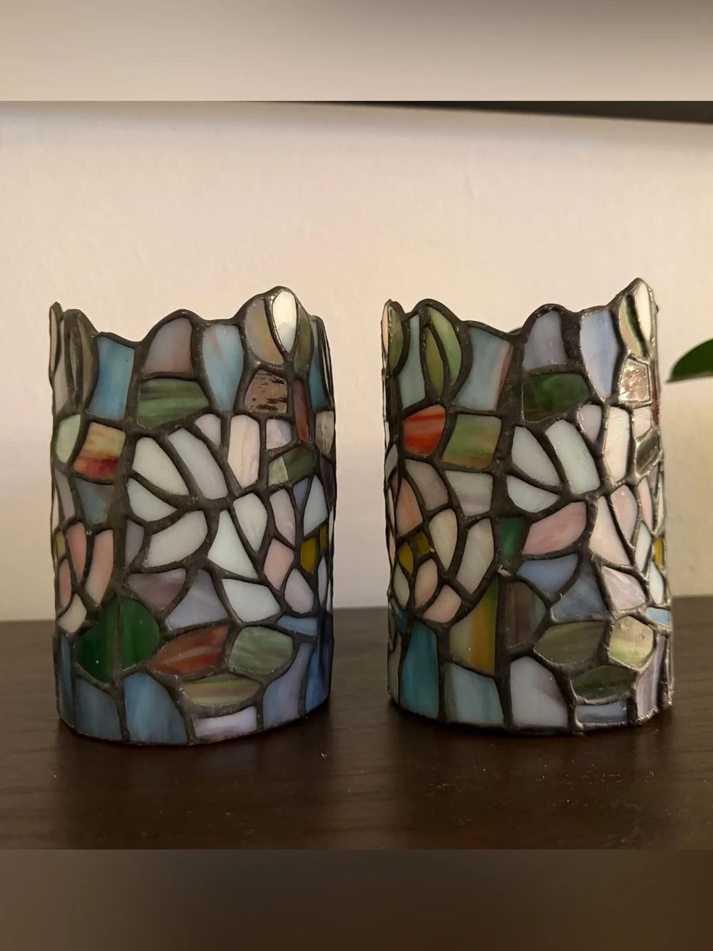 Tiffany Glass Votive Candle Holders - Multicolor